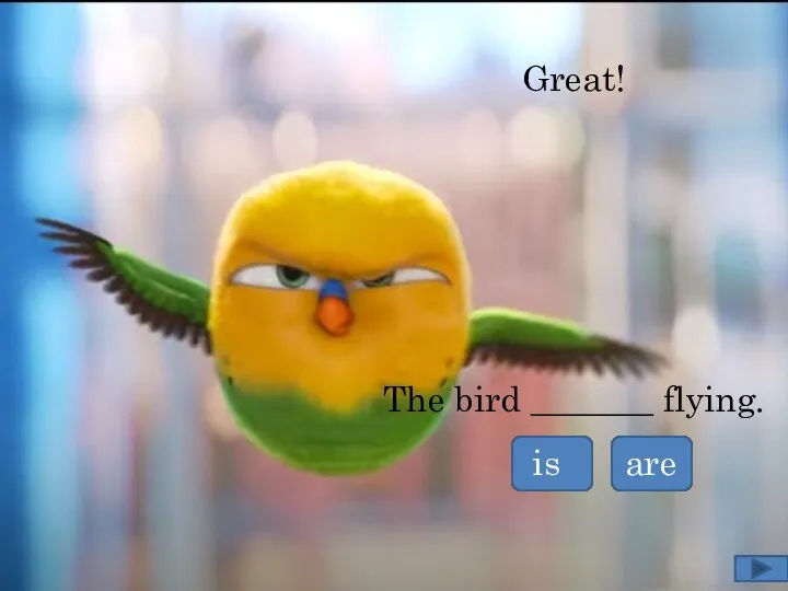The bird _______ flying. are Great! is