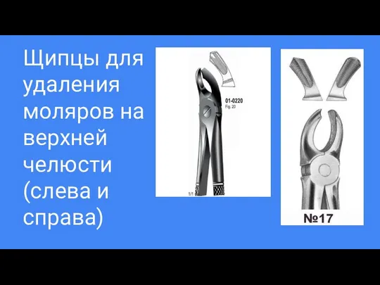 Щипцы для удаления моляров на верхней челюсти (слева и справа)