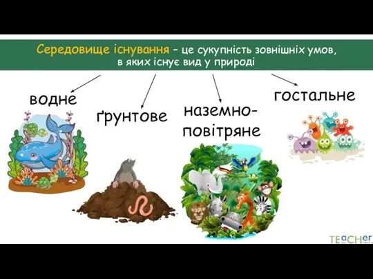 Середовище існування – це сукупність зовнішніх умов, в яких існує вид у