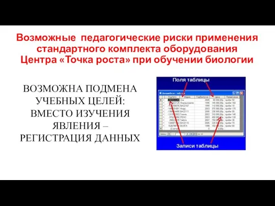 Возможные педагогические риски применения стандартного комплекта оборудования Центра «Точка роста» при обучении