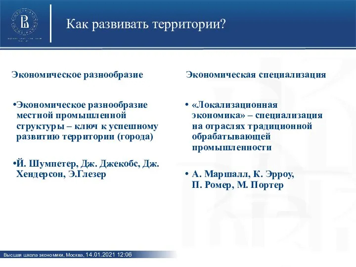 Экономическое разнообразие Экономическое разнообразие местной промышленной структуры – ключ к успешному развитию