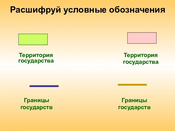 Территория государства Расшифруй условные обозначения Границы государств Территория государства Границы государств