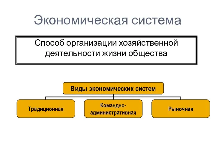 Экономическая система Способ организации хозяйственной деятельности жизни общества