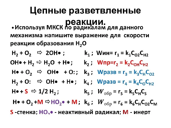 Цепные разветвленные реакции.