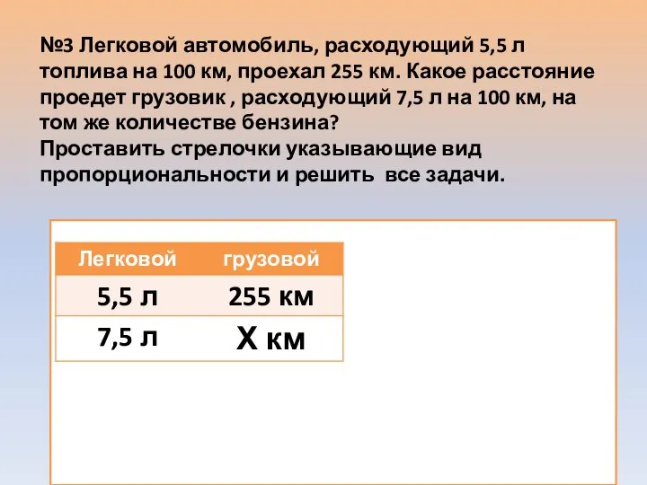 №3 Легковой автомобиль, расходующий 5,5 л топлива на 100 км, проехал 255