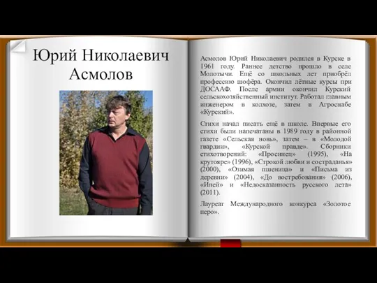 Юрий Николаевич Асмолов Асмолов Юрий Николаевич родился в Курске в 1961 году.