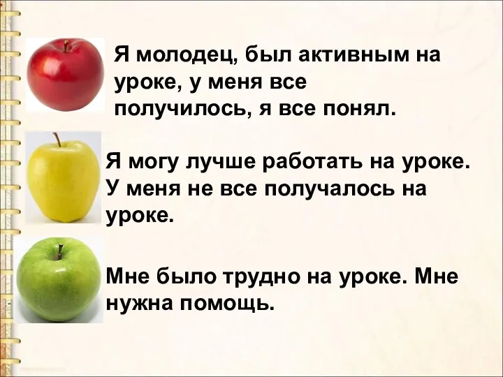 Я молодец, был активным на уроке, у меня все получилось, я все