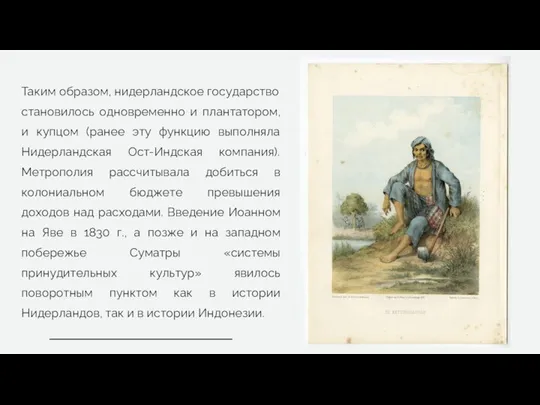 Таким образом, нидерландское государство становилось одновременно и плантатором, и купцом (ранее эту