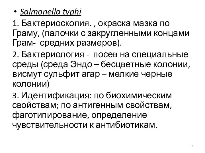 Salmonella typhi 1. Бактериоскопия. , окраска мазка по Граму, (палочки с закругленными