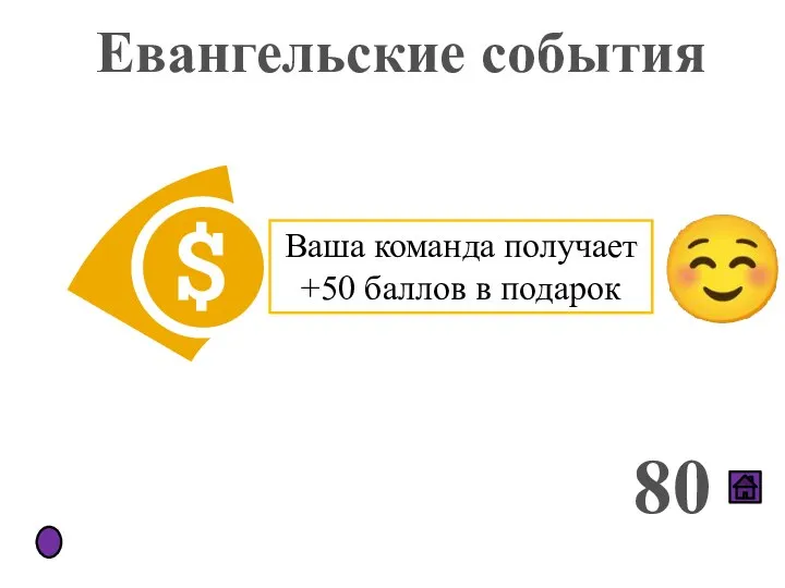 Евангельские события 80 Ваша команда получает +50 баллов в подарок ☺