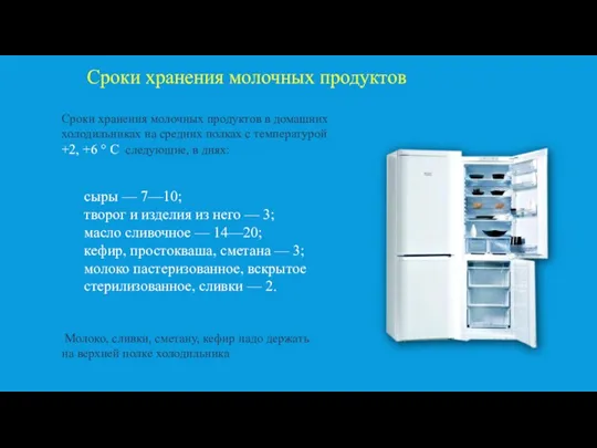 Сроки хранения молочных продуктов Сроки хранения молочных продуктов в домашних холодильниках на