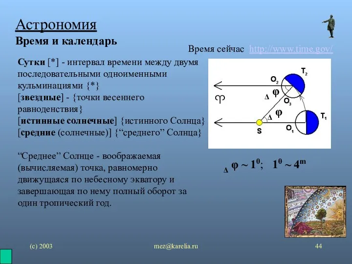 (с) 2003 mez@karelia.ru Астрономия Время и календарь Время сейчас http://www.time.gov/ Сутки [*]