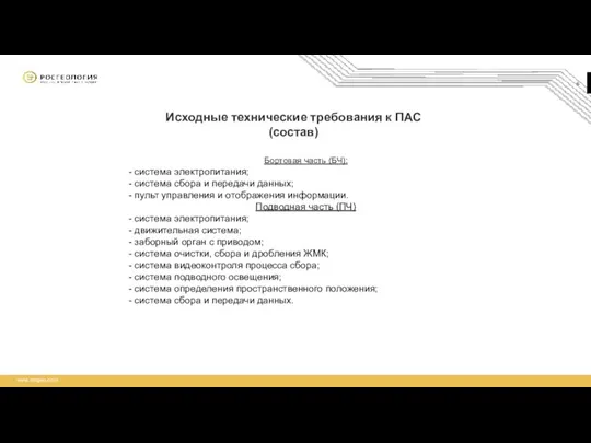 Исходные технические требования к ПАС (состав) >1 тыс. км Бортовая часть (БЧ):