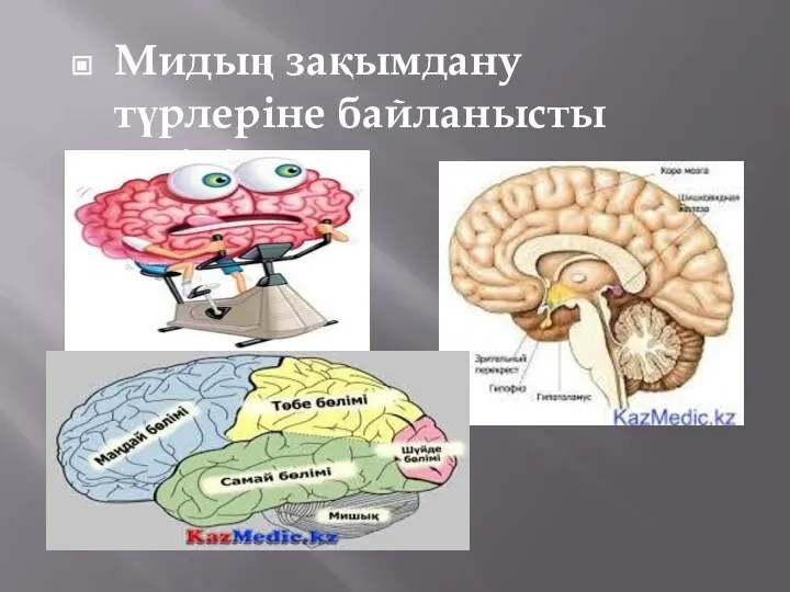 Мидың зақымдану түрлеріне байланысты түсініктеме: