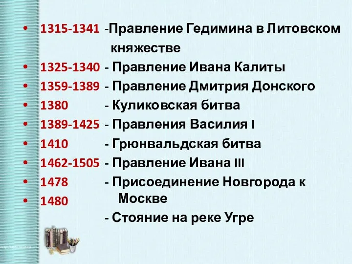 1315-1341 1325-1340 1359-1389 1380 1389-1425 1410 1462-1505 1478 1480 -Правление Гедимина в