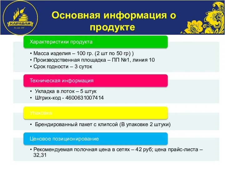 Основная информация о продукте