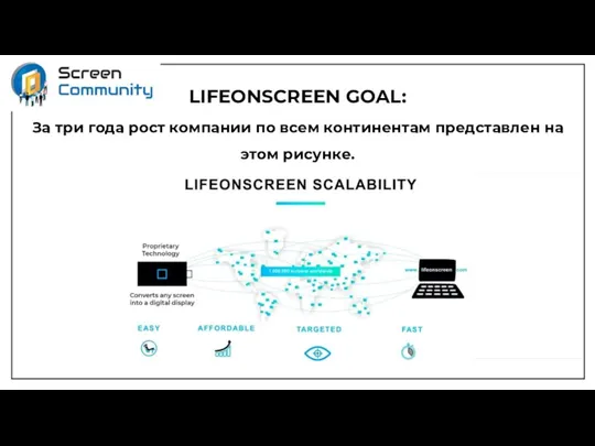 LIFEONSCREEN GOAL: За три года рост компании по всем континентам представлен на этом рисунке.