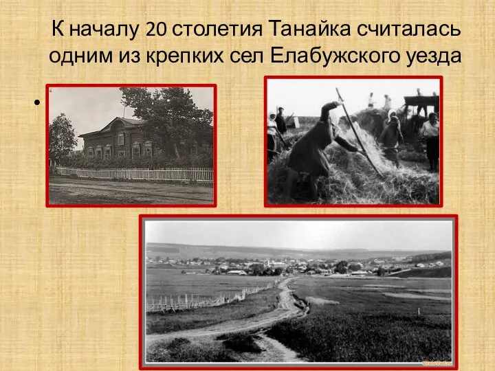 К началу 20 столетия Танайка считалась одним из крепких сел Елабужского уезда н