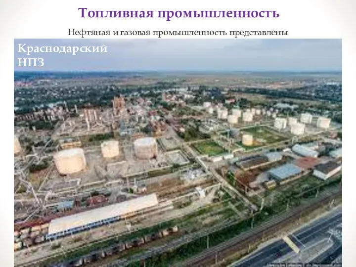 Нефтяная и газовая промышленность представлены Топливная промышленность Краснодарский НПЗ