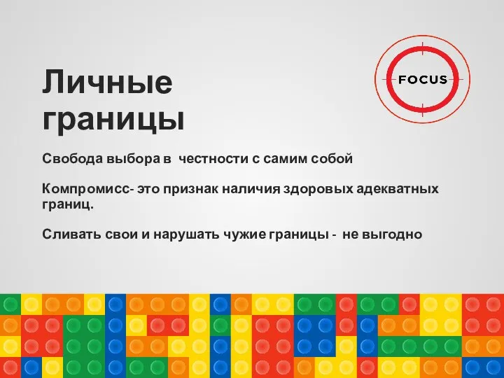 Личные границы Свобода выбора в честности с самим собой Компромисс- это признак