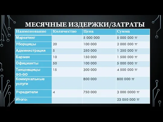 МЕСЯЧНЫЕ ИЗДЕРЖКИ/ЗАТРАТЫ