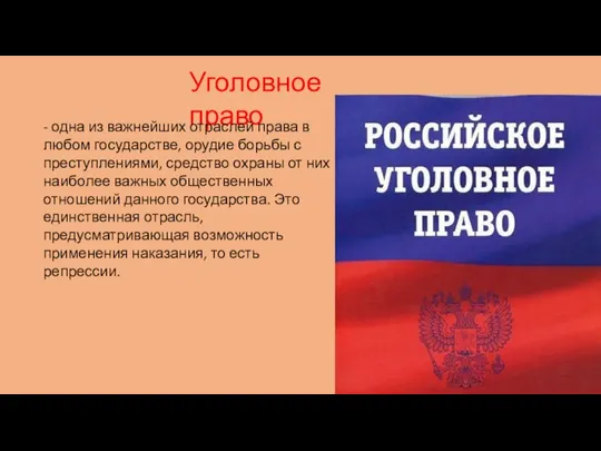 Уголовное право - одна из важнейших отраслей права в любом государстве, орудие