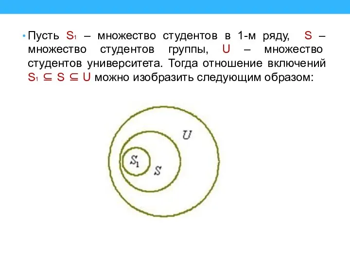 Пусть S1 – множество студентов в 1-м ряду, S – множество студентов