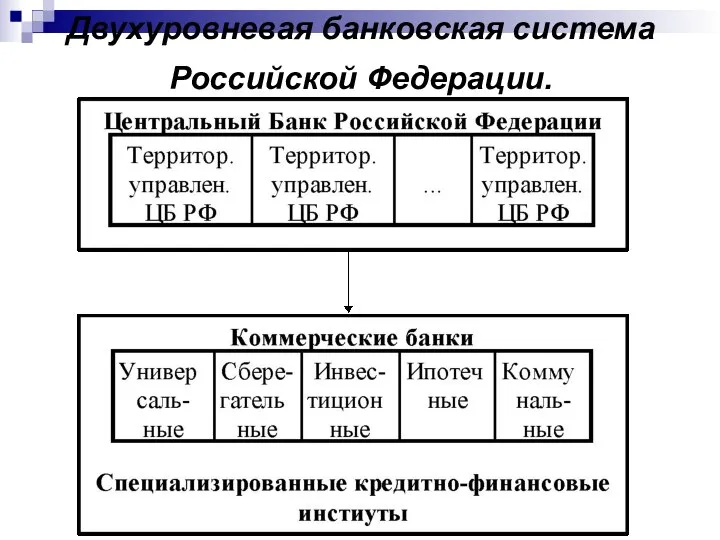 Двухуровневая банковская система Российской Федерации.