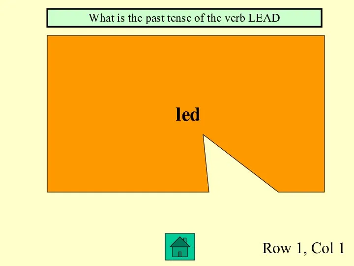 Row 1, Col 1 led What is the past tense of the verb LEAD
