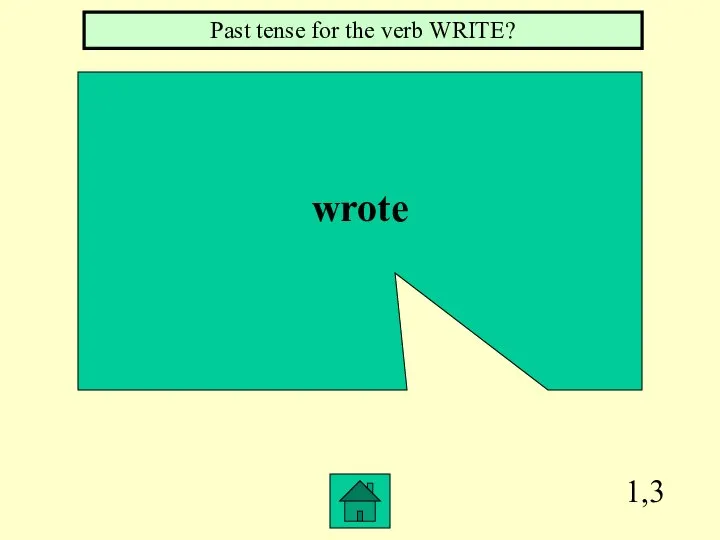 1,3 wrote Past tense for the verb WRITE?