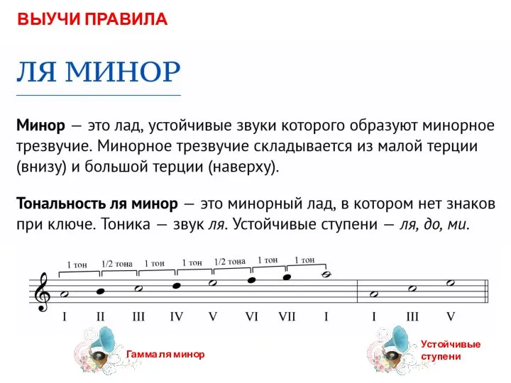 ВЫУЧИ ПРАВИЛА Гамма ля минор Устойчивые ступени