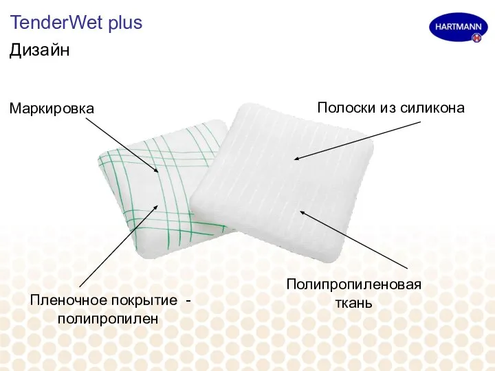 TenderWet plus Дизайн Полоски из силикона Полипропиленовая ткань Пленочное покрытие - полипропилен Маркировка