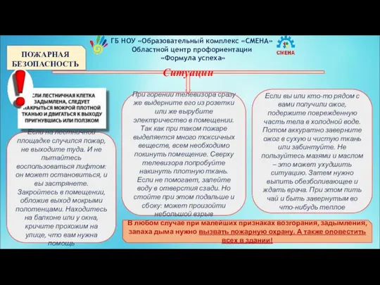 ГБ НОУ «Образовательный комплекс «СМЕНА» Областной центр профориентации «Формула успеха» При горении