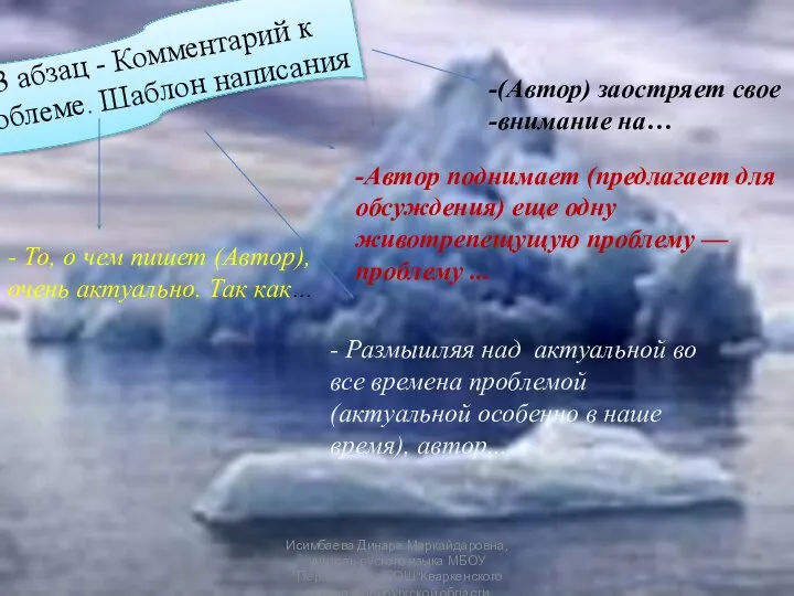 3 абзац - Комментарий к проблеме. Шаблон написания - То, о чем