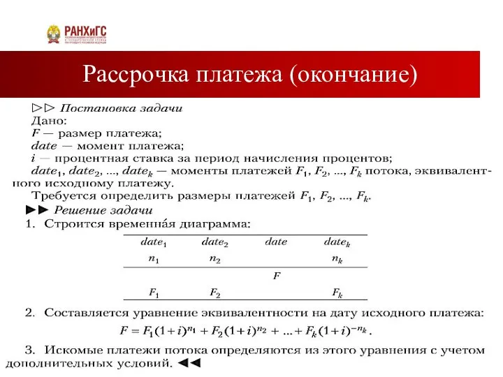 Рассрочка платежа (окончание)