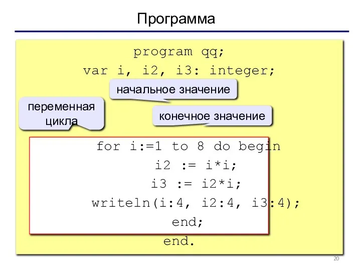 Программа program qq; var i, i2, i3: integer; begin for i:=1 to