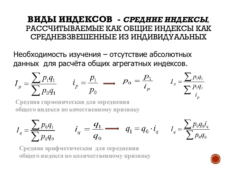 ВИДЫ ИНДЕКСОВ - СРЕДНИЕ ИНДЕКСЫ, РАССЧИТЫВАЕМЫЕ КАК ОБЩИЕ ИНДЕКСЫ КАК СРЕДНЕВЗВЕШЕННЫЕ ИЗ