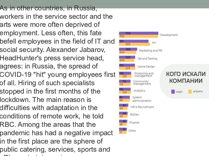 As in other countries, in Russia, workers in the service sector and