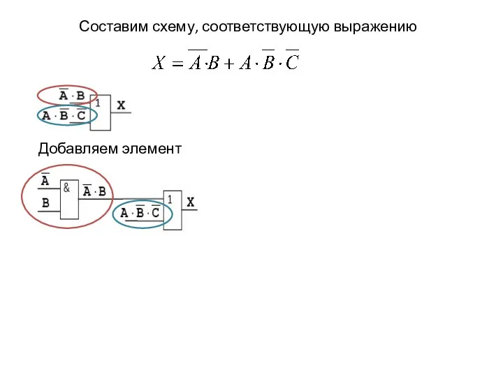 Составим схему, соответствующую выражению Добавляем элемент И: