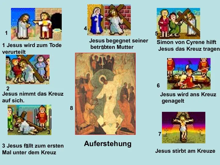 1 Jesus wird zum Tode verurteilt Jesus nimmt das Kreuz auf sich.