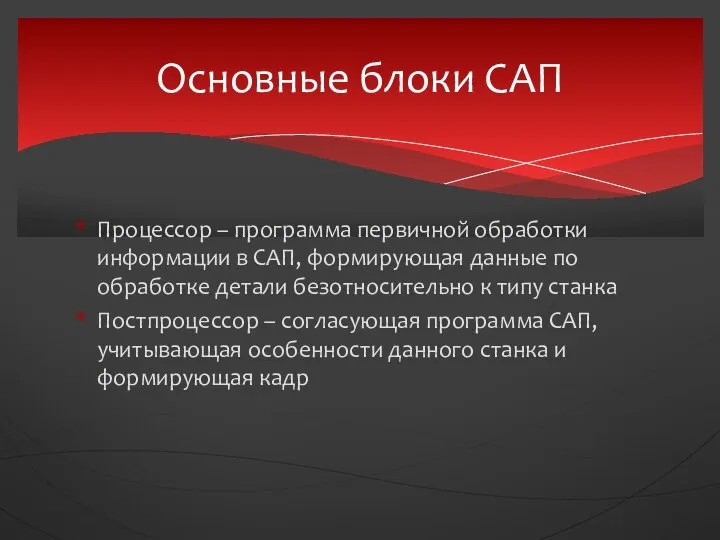 Процессор – программа первичной обработки информации в САП, формирующая данные по обработке