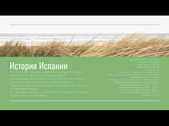 Карфагенская колонизация Римское господство Вестготский период Арабское господство Реконкиста Испании в XVI