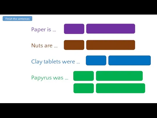 Paper is … Nuts are … Clay tablets were … Papyrus was