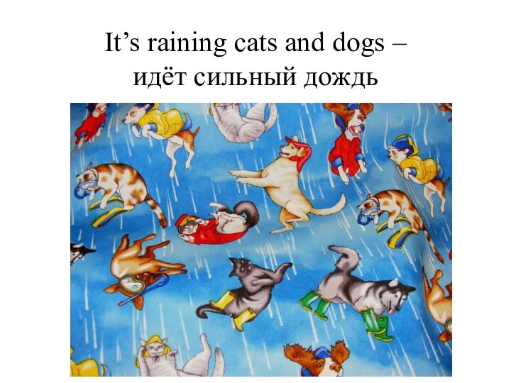 It’s raining cats and dogs – идёт сильный дождь