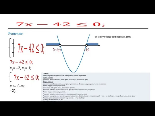 Решение. х ∈ (–∞; –2). х1= –2, х2= 1; от минус бесконечности до двух.