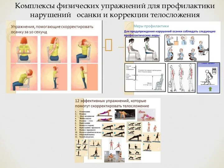 Комплексы физических упражнений для профилактики нарушений осанки и коррекции телосложения