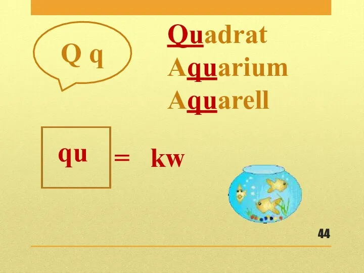 Q q Quadrat Aquarium Aquarell qu = kw