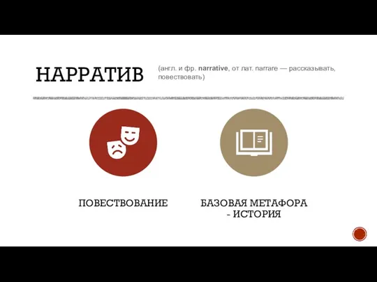 НАРРАТИВ (англ. и фр. narrative, от лат. narrare — рассказывать, повествовать)