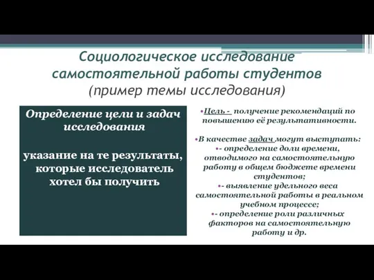 Определение цели и задач исследования указание на те результаты, которые исследователь хотел