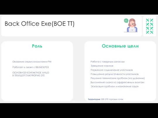 Back Office Exe(BOE TT) Оказание сервиса компании PM Работает в связке с